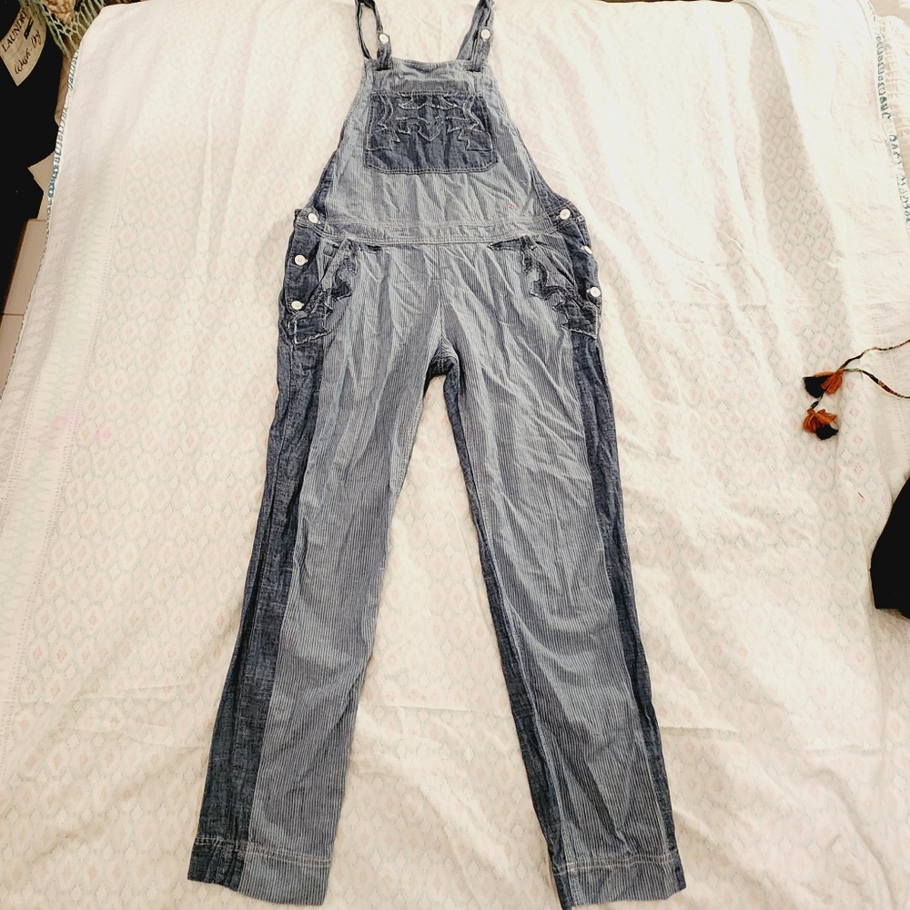 Zadig & Voltaire Striped Langer Soft Denim Overalls Size Small Blue - Picture 9 of 15